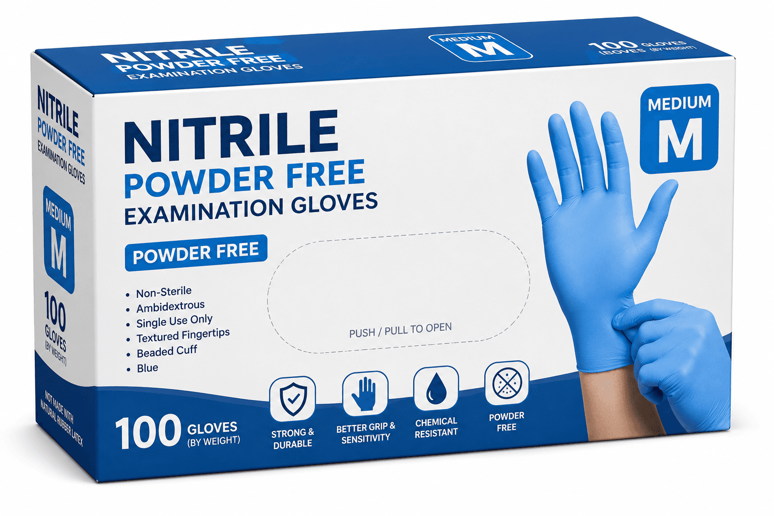 Nitrile Powder Free Gloves Med.