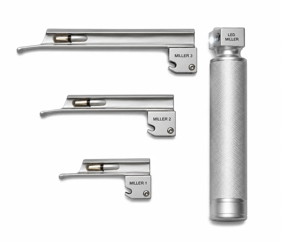 Laryngoscope Set with 3 Blades Miller (LED Light)